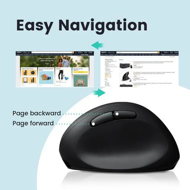 Alt view image 6 of 7 - Perixx PERIMICE-819B Bluetooth Portable Vertical Mouse - Wireless 3-in-1 Multi-Device Spec - Silent-Click - Portable Compact Size - Black - Right Handed