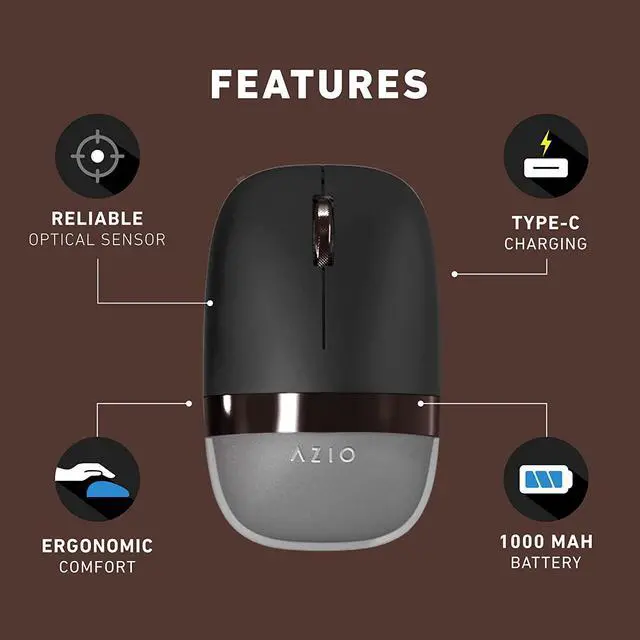 Alt view image 5 of 7 - Azio IZO BT 5.0 and RF 2.4G Optical Mouse (Black Willow), IM404