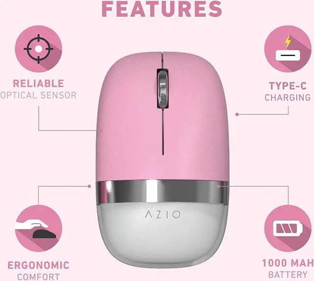Alt view image 11 of 13 - Azio IM408 IZO BT 5.0 and RF 2.4G Optical Mouse (Pink Blossom)