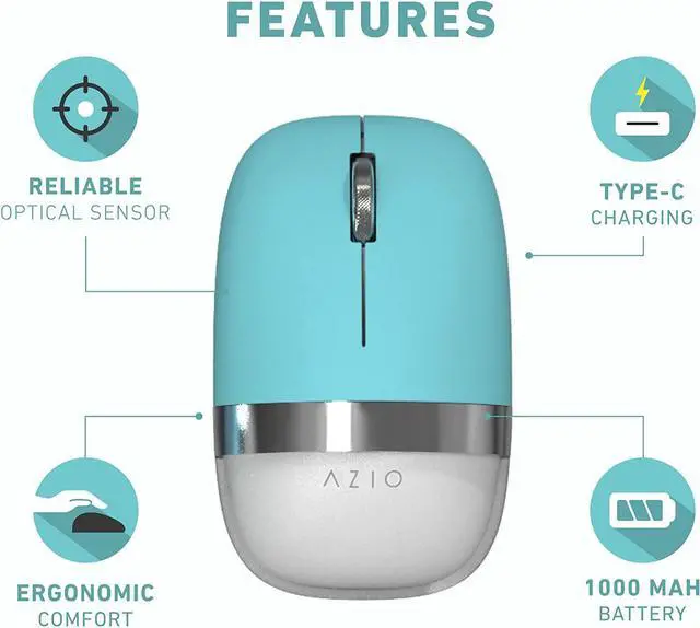 Alt view image 11 of 19 - Azio IM409 IZO BT 5.0 and RF 2.4G Optical Mouse (Mint Daisy)