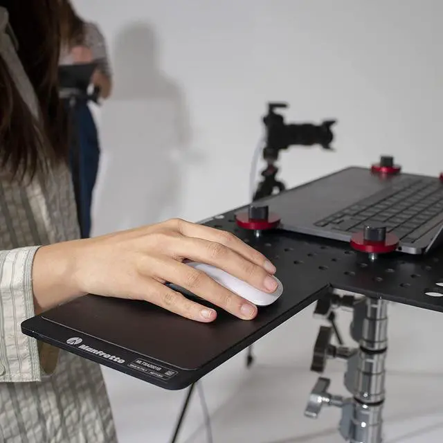 Alt view image 7 of 7 - Manfrotto TetherGear Mouse Deck, PC Holder Accessory, External Mouse Pad for Lightweight Aluminium Laptop Holder, Left-Hand Or Right-Hand Configuration, 32 cm x 15 cm, MLTSA2001B