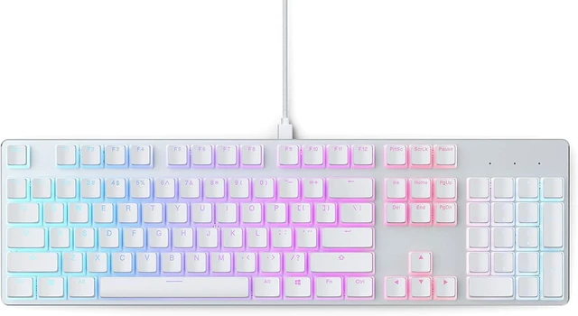 Alt view image 6 of 7 - Glorious Gaming 145x Aura Keycaps V2 - PBT Pudding Keycaps, RGB Friendly with Transparent Fonts & Sides, PBT Material for Durability & Deep Acoustics, Fits Any MX-Style Stem, US/UK Layout - White