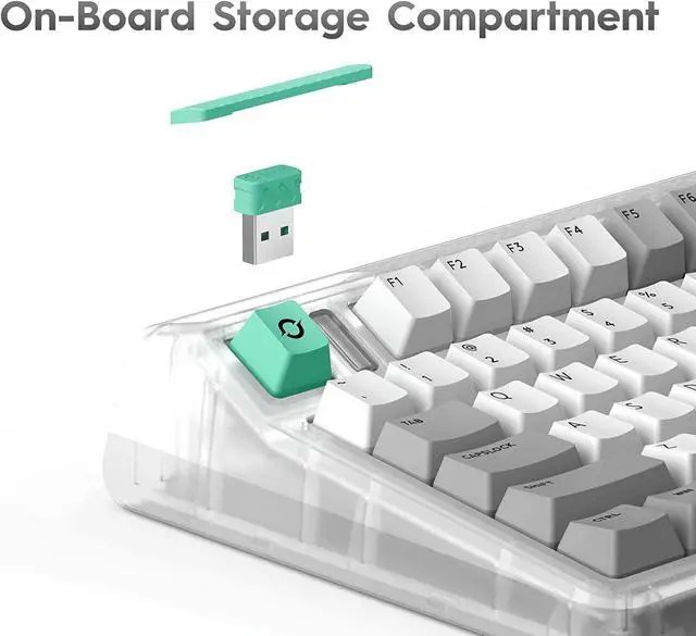 Alt view image 6 of 7 - IQUNIX OG80 Gaming Keyboard, 2.4G & Bluetooth 5.1 Wireless Mechanical Keyboard with Cherry Red Switch, Compact 83 Keys RGB LED Backlit Hot Swappable Keyboard for Windows/Mac/Android/iOS