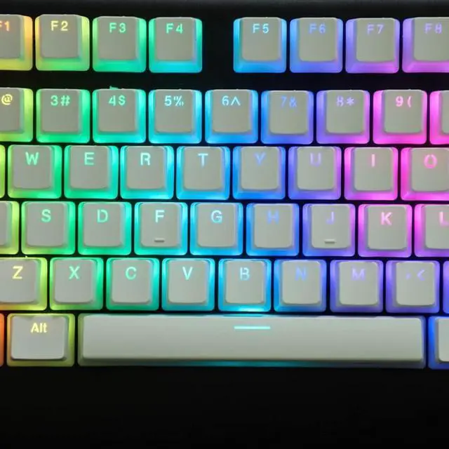 Alt view image 4 of 5 - YMDK ANSI ISO PBT Doubleshot Shine Through Pudding Keycaps Suitable for MX Mechanical Keyboard Corsair Razer DK SF KBD75 68 Keychron (White Pudding Full Set)
