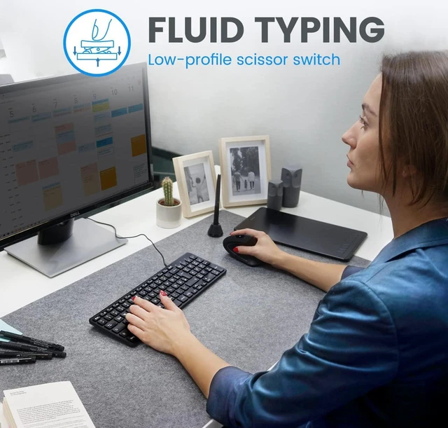 Alt view image 5 of 5 - Perixx PERIBOARD-333B Wired Backlit USB Keyboard- X Type Scissor Keys - Compact 14.25x4.57 Inches - Big Print Letters - White Backlit - US English,11618