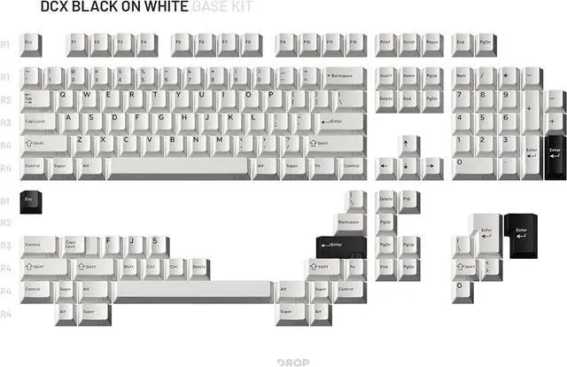Alt view image 2 of 7 - Drop DCX Black-on-White Keycap Set, Doubleshot ABS, Cherry MX Style Keyboard Compatible with 60%, 65%, 75%, TKL, WKL, Full-Size, 1800 layouts and More (Black-on-White)