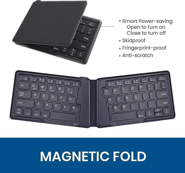 Alt view image 13 of 14 - Perixx PERIBOARD-805E US, Wireless Foldable Ergonomic Bluetooth Keyboard, Ultra-Thin X Type Keys, Compatible with iOS, Android, or Windows Smartphone, Tablet, or Laptops, US English