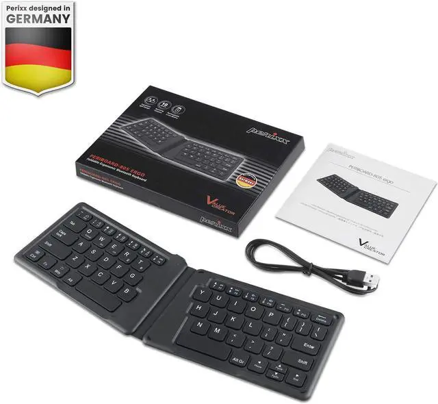 Alt view image 14 of 14 - Perixx PERIBOARD-805E US, Wireless Foldable Ergonomic Bluetooth Keyboard, Ultra-Thin X Type Keys, Compatible with iOS, Android, or Windows Smartphone, Tablet, or Laptops, US English