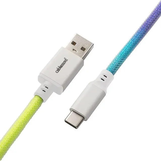 Alt view image 3 of 4 - CableMod Pro Straight Keyboard Cable (Bright Rainbow, USB A to USB Type C, 150cm)