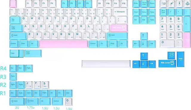 Alt view image 2 of 7 - 140 Key Milk Cover Cherry Profile PBT Dye Sub Keycaps for MX Mechanical Keyboard GMMK Filco 104 TKL GK61 KBD75 96 GK64 68 (140 Key Milk Cover)