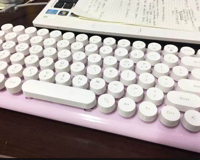 Alt view image 4 of 4 - Retro Bluetooth Keyboard, Korean/English, Round Keycaps, Compatible with Tablets and Smartphones, Purple
