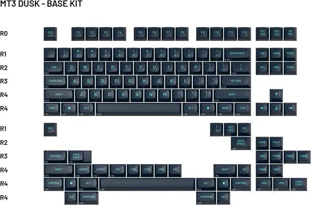 Alt view image 2 of 7 - DROP MT3 Dusk Keycap Set, ABS Hi-Profile, Doubleshot Legends, Cherry MX Style Compatible with 60%, 65%, 75%, TKL, WKL, 96-Key Keyboards and More (Base Kit)