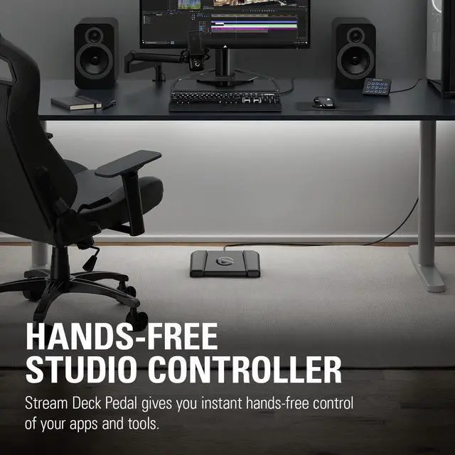 Alt view image 2 of 7 - Elgato Stream Deck Pedal  Hands-Free Studio Controller, 3 Macro footswitches, Trigger Actions in apps and Software Like OBS, Twitch, YouTube and More, Works with Mac and PC