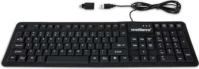 Alt view image 4 of 5 - WetKeys "Soft-Touch Comfort Professional-Grade Full-Size Flexible Silicone Washable Keyboard (USB) (PS/2) (Black) | KBWKFC106-BK