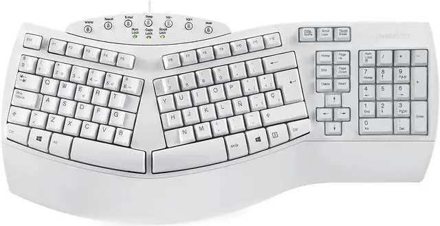 Main image of Perixx PERIBOARD-512W ES USB Teclado Ergonomico - 19.09x9.29x1.97 Inches - Blanco - QWERTY Espa?ol, White