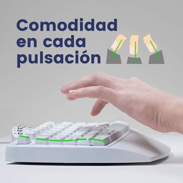 Alt view image 2 of 6 - Perixx PERIBOARD-512W ES USB Teclado Ergonomico - 19.09x9.29x1.97 Inches - Blanco - QWERTY Espa?ol, White