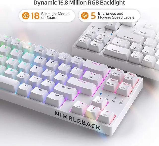 Alt view image 2 of 7 - LTC NB681 Nimbleback Wired 65% Mechanical Keyboard, RGB Backlit Ultra-Compact 68 Keys Gaming Keyboard with Hot-Swappable Switch and Stand-Alone Arrow/Control Keys (Brown Switch, White)
