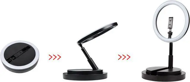 Alt view image 2 of 6 - iKKEGOL 11.4" Selfie Ring Light with Adjustable Stand Phone Holder, Foldable Mini LED Selfie Light for YouTube Video, Makeup, Live Stream