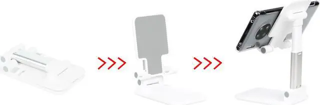 Alt view image 2 of 5 - iKKEGOL Cell Phone Stand, Full Foldable Phone Holder with Mirror, Adjustable Angle&Height Desktop Phone Dock Cradle Compatibles with Smartphone, Android Phones, Tablets