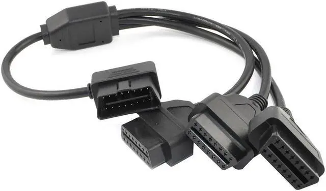 Main image of iKKEGOL OBD2 OBDII 1 to 3 Ultra Low Profile 16 Pin Male to Female Y Splitter Cord Diagnostic Extension Cable 50cm / 20"