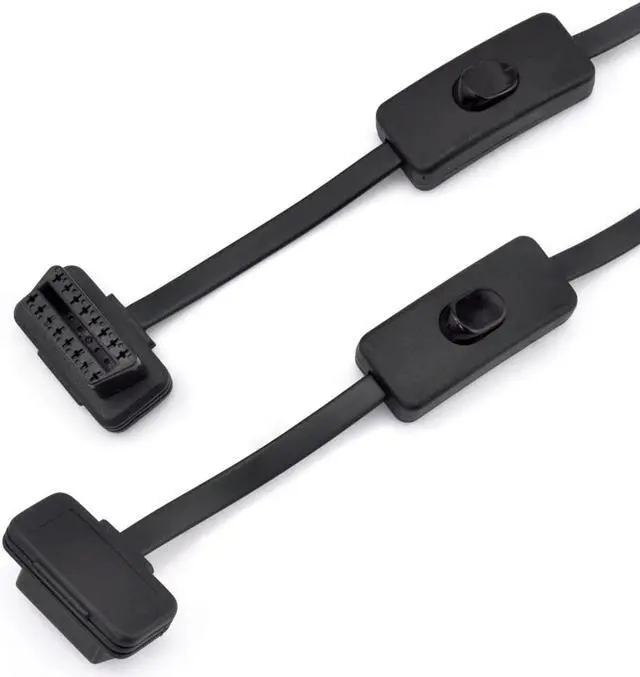 Alt view image 3 of 6 - iKKEGOL OBD2 OBDII 1 to 2 Ultra Low Profile 16 Pin Male to Female Y Splitter Cord Diagnostic Extension Cable with Individually Power Switch 50cm / 20"