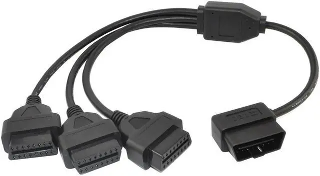 Alt view image 3 of 6 - iKKEGOL OBD2 OBDII 1 to 3 Ultra Low Profile 16 Pin Male to Female Y Splitter Cord Diagnostic Extension Cable 50cm / 20"