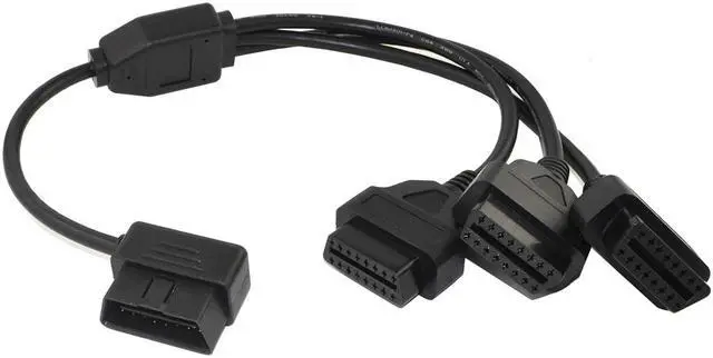 Alt view image 2 of 6 - iKKEGOL OBD2 OBDII 1 to 3 Ultra Low Profile 16 Pin Male to Female Y Splitter Cord Diagnostic Extension Cable 50cm / 20"