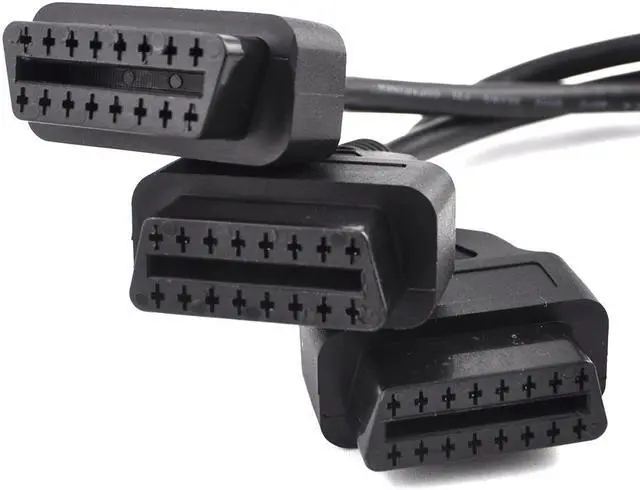 Alt view image 5 of 6 - iKKEGOL OBD2 OBDII 1 to 3 Ultra Low Profile 16 Pin Male to Female Y Splitter Cord Diagnostic Extension Cable 50cm / 20"