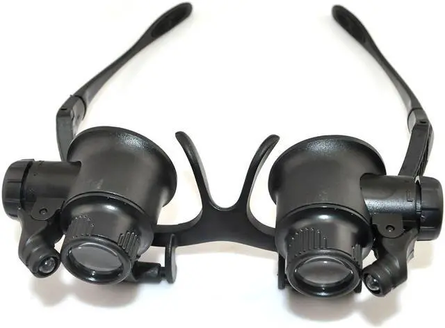 Alt view image 4 of 7 - iKKEGOL 10X 15X 20X 25X LED Double Eye Jeweler Watch Repair Magnifying Glasses Loupe Magnifier 9892G