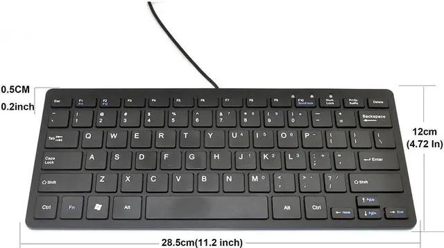 Alt view image 5 of 7 - iKKEGOL Mini USB Slim Wired 78 Key Small Compact Keyboard for Desktop Laptop PC Win 7 - Black