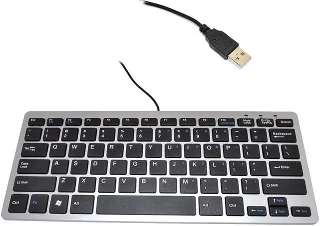 Main image of iKKEGOL Mini USB Slim Wired 78-Key Small Compact Keyboard for Desktop Laptop PC Win 7 - Silver/Black