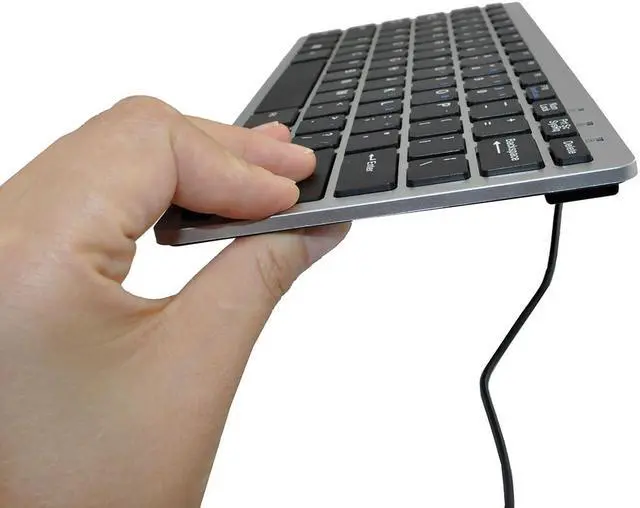 Alt view image 2 of 7 - iKKEGOL Mini USB Slim Wired 78-Key Small Compact Keyboard for Desktop Laptop PC Win 7 - Silver/Black