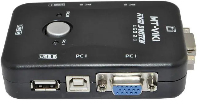 Alt view image 7 of 7 - iKKEGOL USB 2.0 2 Port Monitor VGA SVGA KVM Switch Box + 2 KVM Cables for PC Keyboard Mouse Color Black