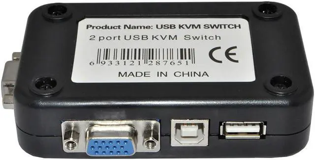 Alt view image 3 of 7 - iKKEGOL USB 2.0 2 Port Monitor VGA SVGA KVM Switch Box + 2 KVM Cables for PC Keyboard Mouse Color Black