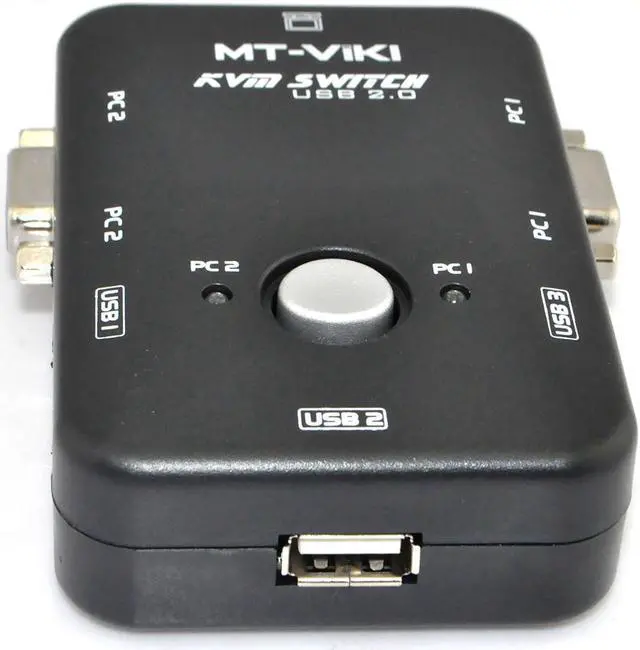 Alt view image 4 of 7 - iKKEGOL USB 2.0 2 Port Monitor VGA SVGA KVM Switch Box + 2 KVM Cables for PC Keyboard Mouse Color Black