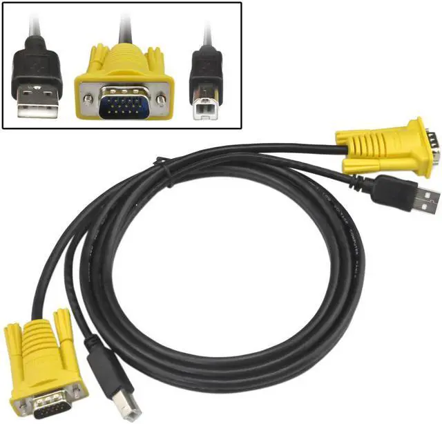 Alt view image 3 of 7 - 2 Port USB KVM VGA Switch Box + Cable for PC Mouse Keyboard sharing Monitor DVR Game