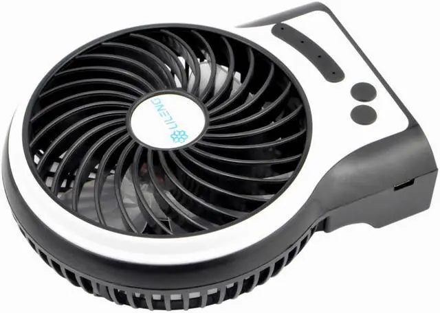 Alt view image 2 of 6 - iKKEGOL Mini Portable Wireless USB Li-ion Rechargeable Strong Wind Desk Fan Air Cooling LED 3 Gear Speed Adjustable(Black)