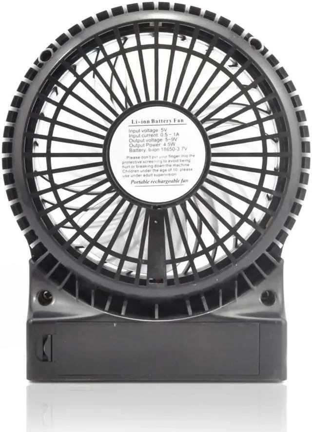 Alt view image 5 of 6 - iKKEGOL Mini Portable Wireless USB Li-ion Rechargeable Strong Wind Desk Fan Air Cooling LED 3 Gear Speed Adjustable(Black)