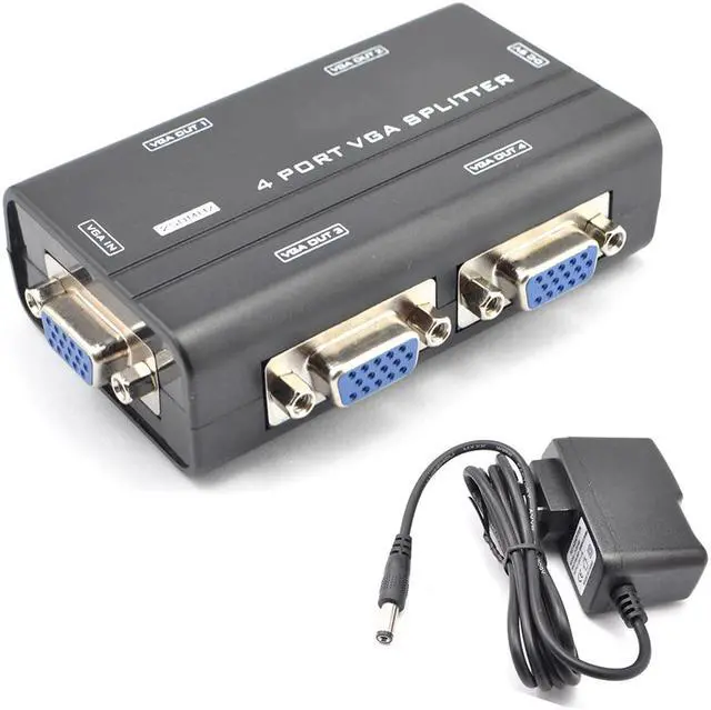Main image of Mini 1 to 4 Port VGA Splitter Amplifier Video Monitor TV Projector Boosting 250M