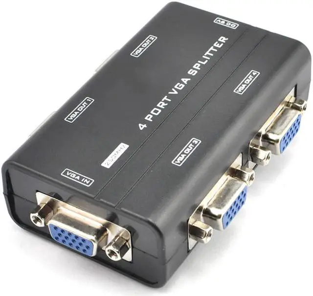 Alt view image 6 of 7 - Mini 1 to 4 Port VGA Splitter Amplifier Video Monitor TV Projector Boosting 250M