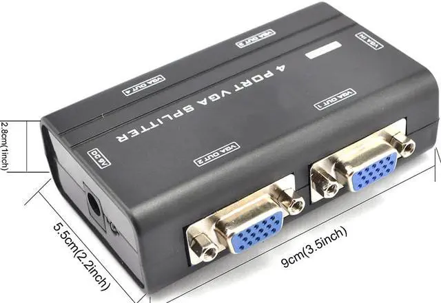 Alt view image 7 of 7 - Mini 1 to 4 Port VGA Splitter Amplifier Video Monitor TV Projector Boosting 250M