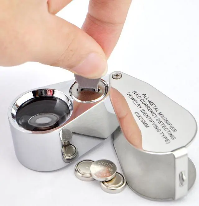 Alt view image 6 of 7 - iKKEGOL 40X 25mm All Metal Magnifier Jeweler LED UV Lens Jewelery Loupe Magnifier (LED Currency Detecting/Jewelry Identifying Type)