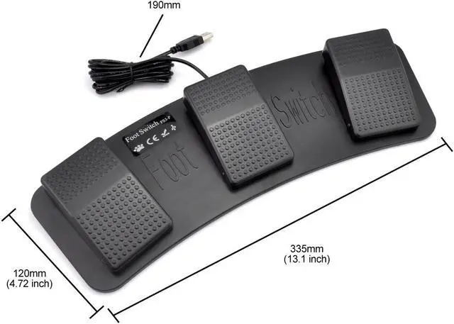 Alt view image 5 of 7 - iKKEGOL Mechanical USB Foot Control Action Three 3 Triple Switch Pedal HID free Drive for Game Keyboard Mouse PC laptop