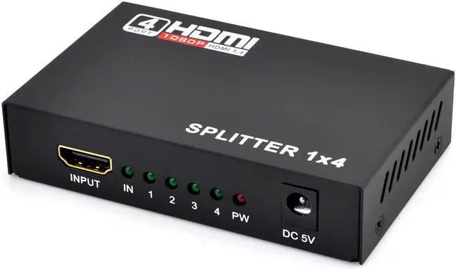 Alt view image 3 of 7 - iKKEGOL 4 Port 1 x 4 HDMI Splitter Switch Video HUB Box 1080P HD Amplifier HDTV + Power Adapter
