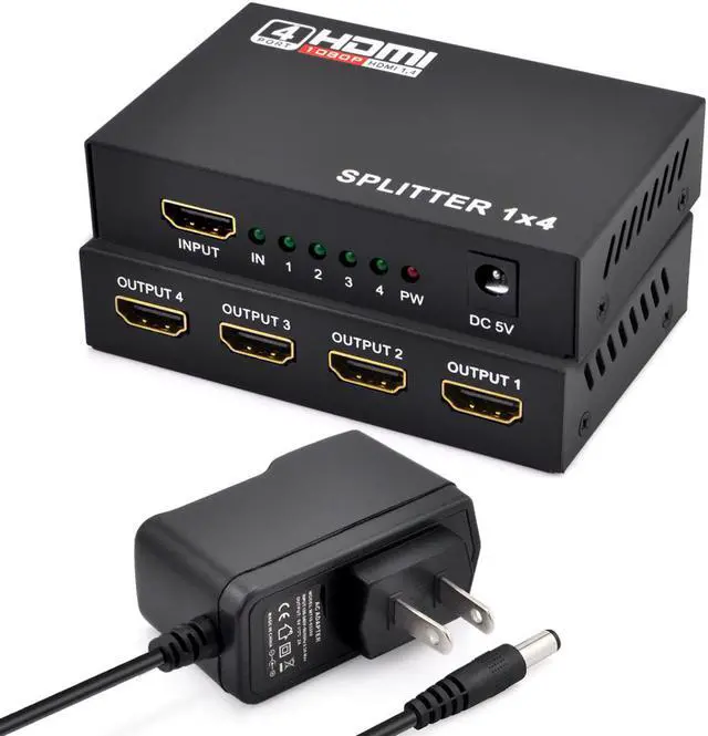 Main image of iKKEGOL 4 Port 1 x 4 HDMI Splitter Switch Video HUB Box 1080P HD Amplifier HDTV + Power Adapter