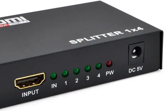 Alt view image 5 of 7 - iKKEGOL 4 Port 1 x 4 HDMI Splitter Switch Video HUB Box 1080P HD Amplifier HDTV + Power Adapter
