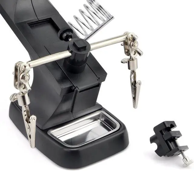 Alt view image 4 of 7 - iKKEGOL 10 LED Lighting 3X Main Lens 4.5X Accessorial Lens Auxiliary Alligator Clip Magnifier Third Hand Soldering Solder Iron Stand(Black)