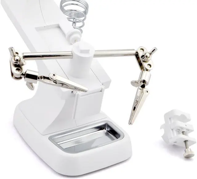Alt view image 2 of 5 - iKKEGOL 10 LED Lighting 3X Main Lens 4.5X Accessorial Lens White Auxiliary Alligator Clip Magnifier Third Hand Soldering Solder Iron Stand (White)