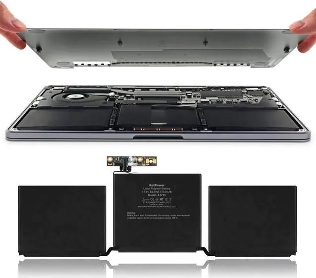 Alt view image 3 of 7 - BatPower A1713 Replacement Laptop Battery for Apple Late 2016 Mid 2017 MacBook Pro 13-inch A1708 EMC 2978 EMC 3164 Battery MacBook Pro 13" Two Thunderbolt 3 Ports A1708 Apple A1713 Battery 54.5Wh