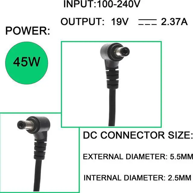Alt view image 3 of 7 - 45W AC Charger for Toshiba PA3822U-1ACA PA5177U-1ACA Satellite C75D-B7215 C75D-B7230 C75D-B7260 C75D-B7202;Portege Z835 Z835-P330 Z835-P360 Z835-P370 Z830 Z30 Z30-C Laptop Power Adapter Supply Cord